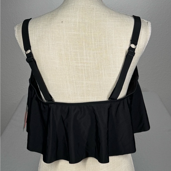 Torrid Flirt Swim Collection Black Flounce Bikini Bathing Suit Top 14/16 - Picture 2 of 9